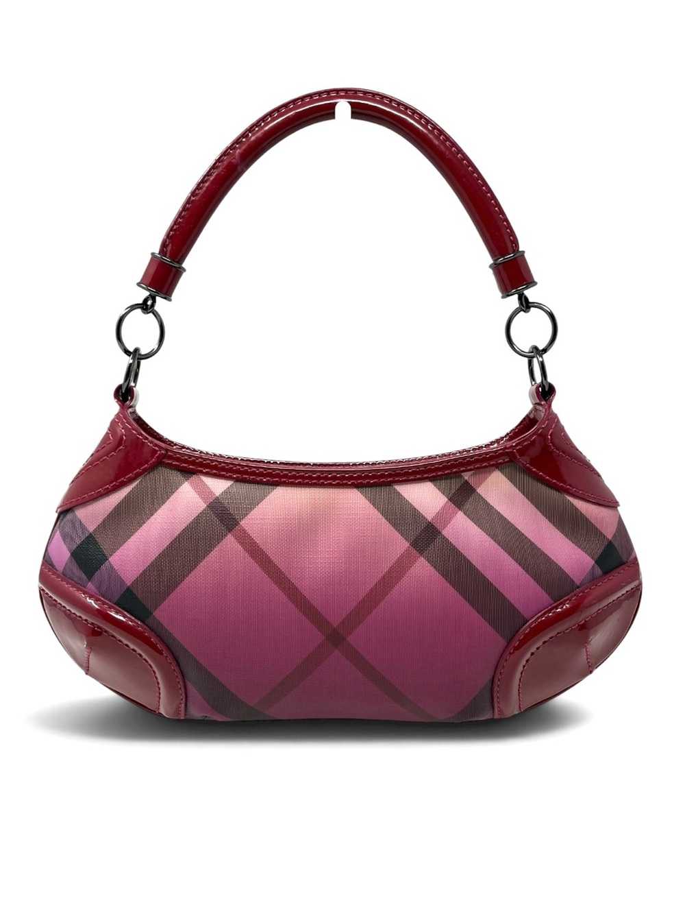 RARE Vintage Burberry Y2K Nova House Check Mini Shoulder Bag Pink Red Leather